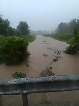 flood water below bridge