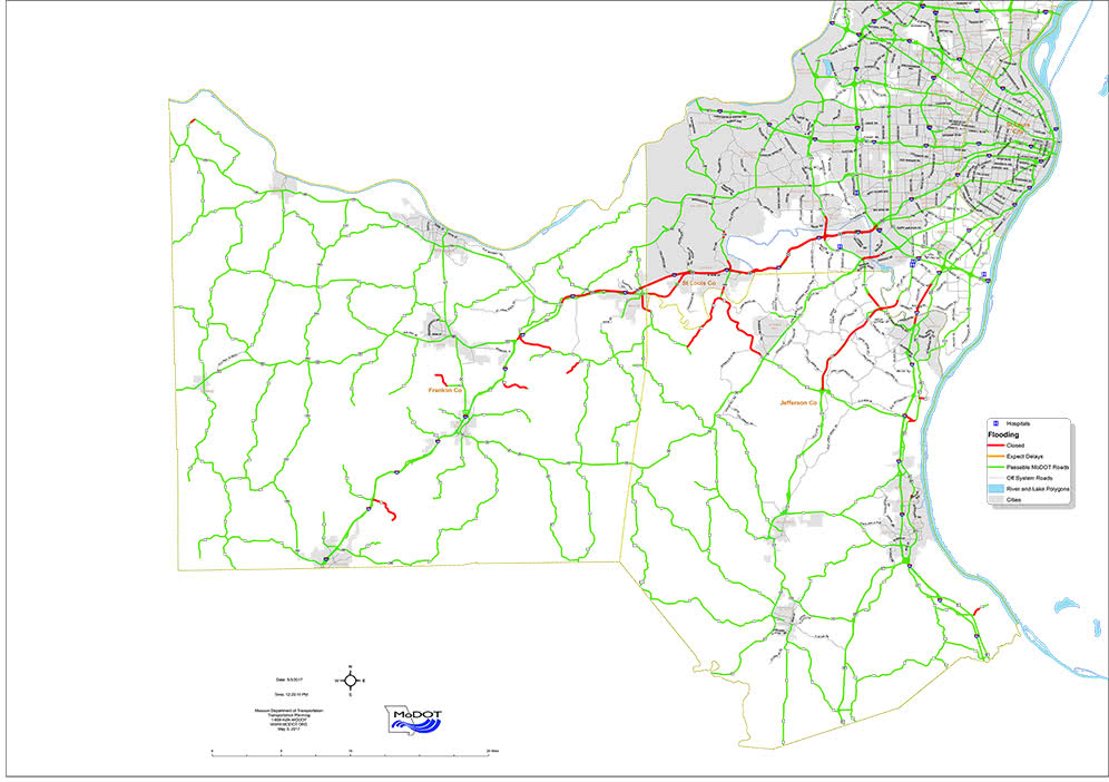 Alternate routes to St. Louis Hospitals map
